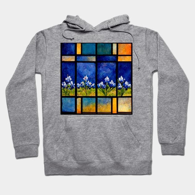 Texas Bluebonnets Stained Glass Hoodie by SunburstGeo